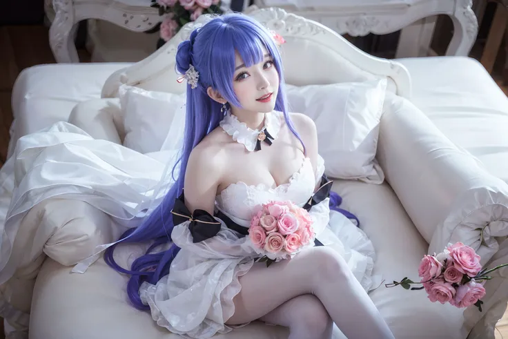 <lora:unicorn_20230723182837:0.8>
masterpiece, best quality,solo,blush,full body,sitting,
Beautiful legslarge breastscleavagewedding:1.2,Skirt lift,Cute, petite
1girl,unicorn,ahoge,white dress,light purple hair,long hair,white pantyhose,hair bun,detached sleeves,single hair bun,holding bouquet, detached collar,sitting,
smileblushOpen your mouth slightly