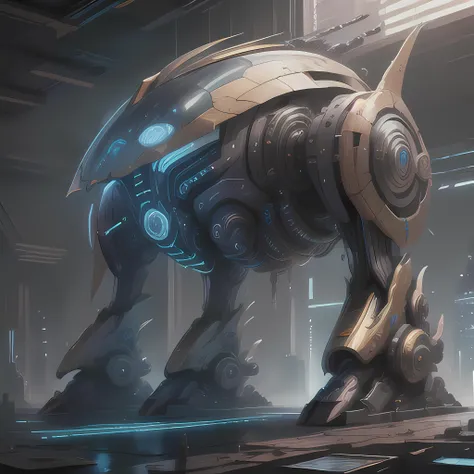 Giant robot, ProtossAI, (masterpiece:1.3), (best_quality:1.3), (ultra_detailed:1.3), 8k, extremely_clear, realism, (ultrarealistic:1.3),, insane details, intricate details, hyperdetailed, ultra detailed, extreme detailed, highest detailed, high_detail, colorful, beautiful, hdr, photorealistic, highres, ultra_high_res, photography, aesthetic, extremely_delicate, Futuristic, Cyberpunk, <lora:ProtossAI:1>