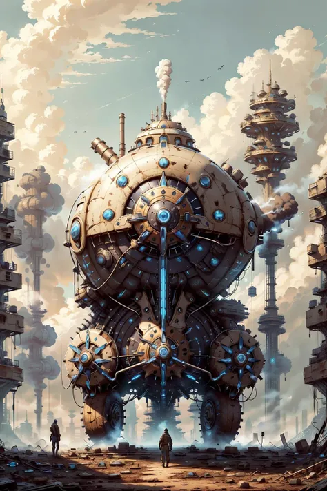 (masterpiece),(best quality),wheel,Industrial punk, steam style,Wasteland, post-apocalyptic world, <lora:ProtossAI:1>, ProtossAI