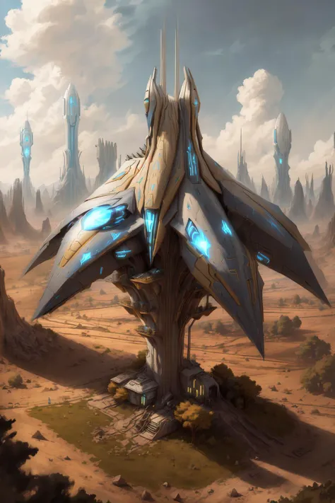slender rocket ProtossAI,outside,wasteland, <lora:ProtossAI:1>