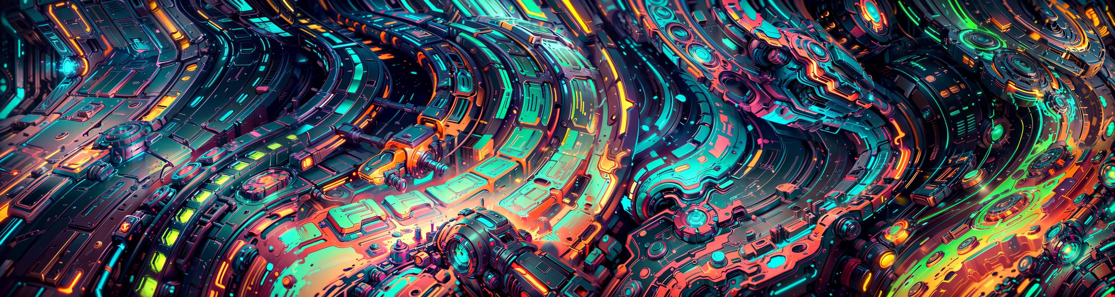 Abstract, Cropped image, (Perfectly color-graded), 8k metallic:1.4 paint pour, silver
<lora:NEW_acid_fluid_lora:0.2>
<lora:MarblingAI:0.1>
<lora:insanobot:0.6> detailed mechanical metal tile made of futuristic technology,
(Perfectly color-graded, ambient occlusion:1.4, global illumination), abstract:1.2, Procedural Sci-Fi Panels, Cropped image, close-up shot, (surface imperfections):1.4,
Hard surface Modelling masterclass, artstation, houdini, (macro-photography of greeble), abstract industrial machinery, High-resolution, Photo-realistic, hyper-realism,
<lora:sxz-wowtexture-v2:0.1> wowtexture of a sci-fi panel,
<lora:add_detail:0.3>,
cyberpunk robot, insane details,
PBR tileable, Post-Processing, final render, Tonal Balance, (High Polygon Count), Bump and Displacement Mapping, Reflections, Detailed Texturing
<lora:ArtDecoAI:0.2> artdecoai machinery,
<lora:BugattiAI:0.2> bugattiai spaceship details,
<lora:EbonyGoldAI:0.2> ebonygoldai close up of tank, ebonygoldai device,
<lora:mshn:0.2>
<lora:DWM_painting:0.6>
(Swirls of vibrant bright neon green):2, (splashes of neon green):1.5 abstract:1.5, 8k metallic paint pour, blue, silver, stretched horizontally,
<lora:blacklight:0.1>
<lora:comicfusion-10:0.1>