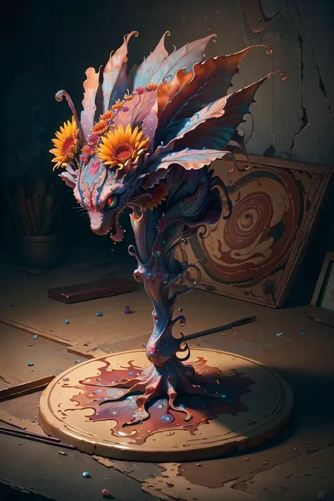 Best quality, masterpiece, ultra high res, (photorealistic:1.4),
Strawflower blossom, fantasy creature, MarblingAI, <lora:MarblingAI:0.9>