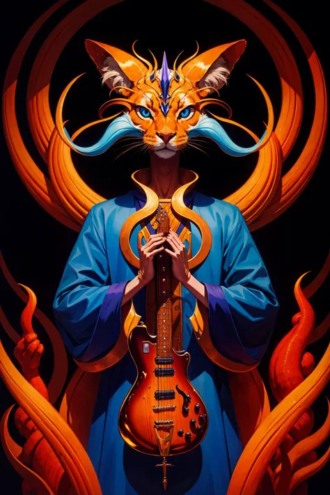 [by artist Jeremiah Ketner:by artist Dale Chihuly:hyperrealistic oil painting:0.2,0.4,0.8:bezier], a [knight in armor:anthropomorphic fox:powerful wizard:,0.15,0.85:catmull]