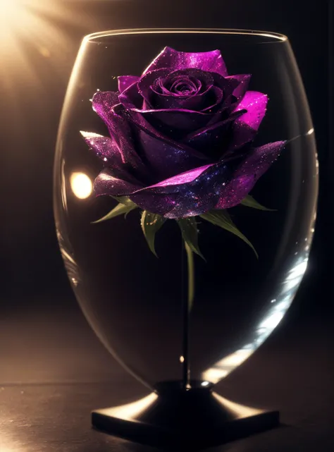 (close up) A crystal rose (made out of crystals), crystal texture, shiny, reflections,High quality texture, intricate details, perspective, (highly realistic), depth of field, absurdres, intricate, reality, dynamic lighting, low light, dark, 8k, cinematic lighting, volumetric lighting, (masterpiece),((ultra-detailed)), (best quality:1.2), <lora:add_detail:0.7>, <lora:epiCRealismHelper:1>