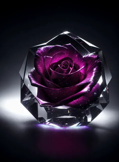 (close up) A crystal rose (made out of crystals), crystal texture, shiny, reflections,High quality texture, intricate details, perspective, (highly realistic), depth of field, absurdres, intricate, reality, dynamic lighting, low light, dark, 8k, cinematic lighting, volumetric lighting, (masterpiece),((ultra-detailed)), (best quality:1.2), <lora:add_detail:0.7>, <lora:epiCRealismHelper:1>
