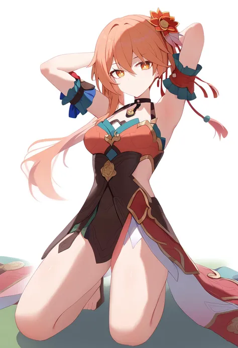 (best quality,4k,highres),ultra-detailed,realistic,portrait style,bright colors,dynamic lighting,monster hunter reference,majestic landscape,orange hair,(heterochromia:1.1),small,fierce and determined expression,elaborate archer costume,arrow pulled back in the bow,strong physical stance,flying arrows in the background,impressive bow design,foreboding atmosphere,flawless makeup,sharp focus,detailed facial features,lush greenery,sunlight filtering through trees,dappled shadows,strong perspective,highly textured outfit,craftsmanship attention to fine details,colorful backdrop,exquisite jewelry,fluid and elegant movement,beautifully curved bow,confident and commanding presence,fantasy adventure theme.