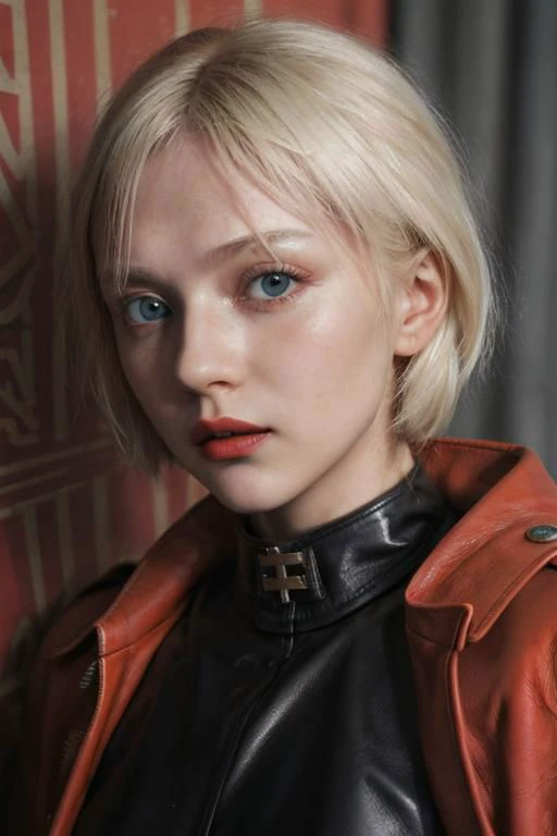 award winning movie still of a melodrama, full shot of a young platinum blond russian girl, wearing (russian soviet retro futurist fashion, black leather:1.5), (sinister expression:1.2), cornea reflections, rseemma, dry skin, skin pores, skin bump, skin fuzz, vellus hair, goose bump, subsurface scattering, transluscency, intricately detailed, dramatic lighting, analog film grain finishing, DSLRQuality-Realism