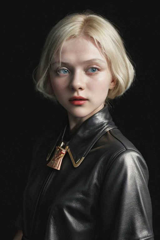 award winning movie still of a melodrama, full shot of a young platinum blond russian girl, wearing (russian soviet retro futurist fashion, black leather:1.5), (sinister expression:1.2), cornea reflections, rseemma, dry skin, skin pores, skin bump, skin fuzz, vellus hair, goose bump, subsurface scattering, transluscency, intricately detailed, dramatic lighting, analog film grain finishing, DSLRQuality-Realism