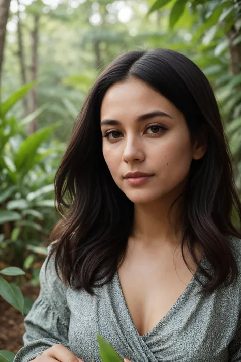 influencer-close-up-shot-by-stable-yogi
 8. "Eco-conscious influencer (ethnicity: Black, age: early 30s) in a lush, green forest (setting: tranquil, natural). She's wearing sustainable, earth-toned attire (fabric: organic cotton) with her hair styled naturally, and wearing earthy, minimal makeup. She's planting a tree (action: caring, hopeful), surrounded by the dense foliage and soft, natural daylight."
