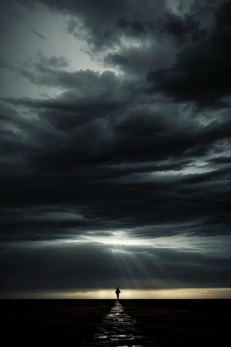 raw poster, (masterpiece, best quality:1.5), atmospheric and moody weather, sky partially obscured by dark swirling clouds, desolate heath at twilight, with storm clouds swirling overhead, ground is rough and muddy, scattered with jagged rocks, in the dim light, you see a shadowy figure standing in a dark tattered cloak, robes billowing in the wind, mysterious silhouette, dramatic lighting, ominous atmosphere, in the style of gothic art, visually captivating composition, incorporating the moonlight to create a hauntingly beautiful ambiance, contrasting shadows, extremely detailed
<lora:Detail-Slider-V3-By-Stable_yogi:0.8>