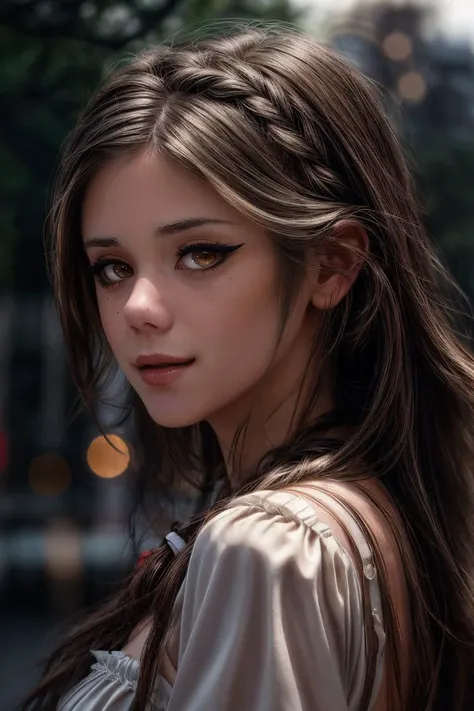 littlecaprice, close-up portrait, hair braid, octane render unreal engine, volumetrics dtx, (film grain), bokeh <lora:LowRA:0.3> <lora:more_details:1> <lora:LittleCaprice_v1.0:0.8>