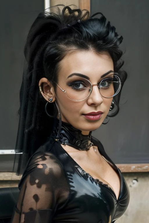 <lora:difConsistency_photo:0.4> <lora:cybergoth-fC_v1.0:0.85> cybergoth animalistic 22yo <lora:Claudia Chiffre 2:0.75> Claudia chiffre, red shirt, black skirt, glasses, bend over, pov, cleavage, (classroom) BREAK ((photorealistic), realistic face, medium breasts), beautifully detailed woman, realistic face, detailed mouth, extremely detailed eyes_and_face, beautiful attractive face, beautiful detailed eyes, pronounced feminine feature, matte eyeshadow, eyelashes, eyeliner, perfect body, smooth skin BREAK color HD photo, Canon EOS Rebel T7 DSLR Camera, (full body, high quality photo, masterpiece), HDR, 8K resolution, analogue RAW DSLR, best quality, absurdres, vivid vibrant colors, skin pores, intricate detail, (intricately detailed face_and_eyes), realistic human hands, sophisticated detail, (realistic lighting, sharp focus), centerfold, bokeh, official art, 8k wallpaper, ultra high res, professional photography kkw-ph1