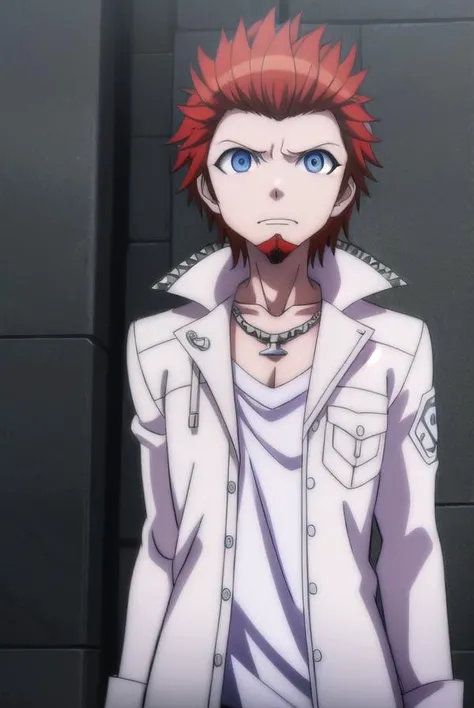leonkuwata, <lora:leon kuwata s1-lora-nochekaiser:1>,
leon kuwata, short hair, blue eyes, male focus, red hair, facial hair, spiked hair, goatee,
BREAK shirt, jewelry, collarbone, jacket, white shirt, earrings, open clothes, necklace, open jacket, piercing, white jacket, pocket, breast pocket,
BREAK outdoors, classroom,
BREAK looking at viewer, (cowboy shot:1.5),
BREAK <lyco:GoodHands-beta2:1>, (masterpiece:1.2), best quality, high resolution, unity 8k wallpaper, (illustration:0.8), (beautiful detailed eyes:1.6), extremely detailed face, perfect lighting, extremely detailed CG, (perfect hands, perfect anatomy),