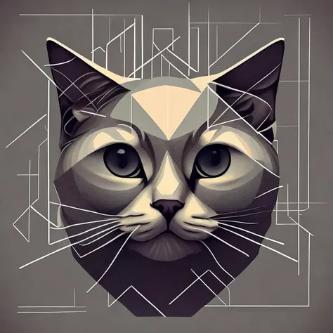 <lyco:Geometric_drawing_style_Sa_May :1.0> cat by Geometric drawing style