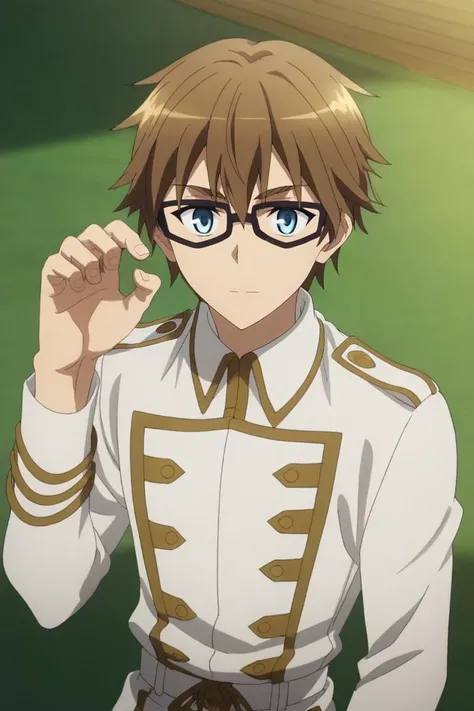 score_9, score_8_up, score_7_up, source_anime, rating_safe, , anime screencap, , official style, looking at viewer, , 1boy, solo, male focus, <lora:caules_forvedge_yggdmillennia_pony:0.96>, caules_forvedge_yggdmillennia, brown hair, blue eyes, glasses, black-framed eyewear, focused, dojo, light, paw pose, happy, , <lora:sdxl_lightning_8step_lora:1>