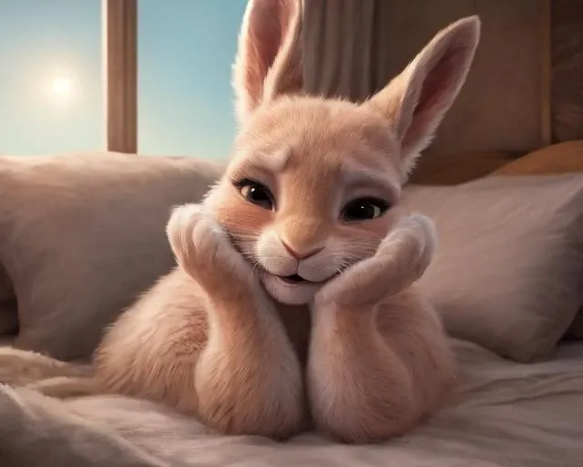 beautiful and detailed portrait of a (((feminine))) female anthro rabbit, kenket, Ross Tran,ruan jia, uploaded to e621, zaush, foxovh, sigma x, cenematic lighting,(((confident, seductive))) smile bedroom, (((laying on))) bed, pillows, Judy hopps, completely naked, pleased face, on heat, cute, hot, thick, pleasure face, completely naked,