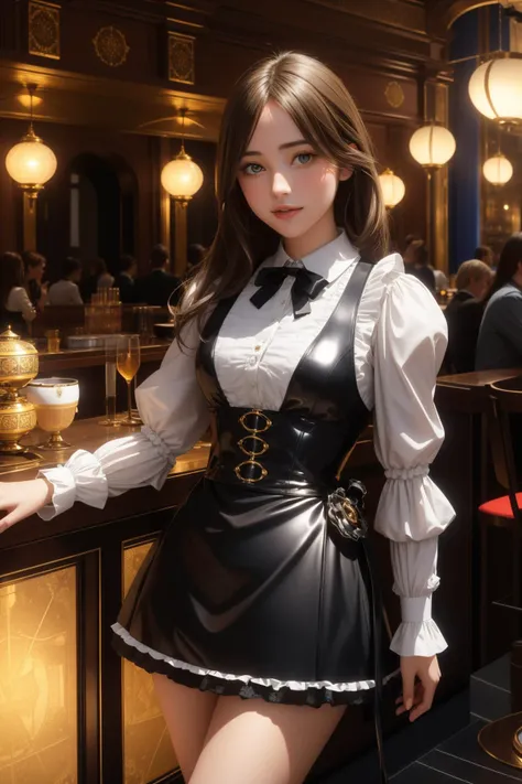 1girl, (designed by Max Rive:1.0) and (Leander Engström:1.3) and (Pieter Claesz:1.3) , vibrant Renderman, insane details, Fashion shot of a [Awful|Familiar] Illuminated Turkish ([Screwdriver:Cafe:3]:1.3) , it is smooth, it is forged by Chanel, Kuiper Belt background, crowded city and street, at Golden hour, horizon-centered, Shameful, Excessivism, studio lighting, F/1.8, Kodak portra, dripping Gradient and Vivid, blended visuals, RTX, arthouse