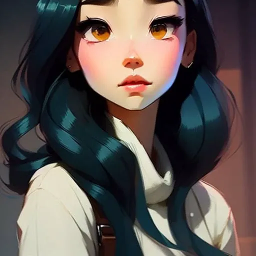 close up portrait female , (black hair), green eyes, long hair, smirking, by (((Atey Ghailan and Emmanuel Shiu))), standing in a street, at night
(<SamDoesArt1>:0.84)