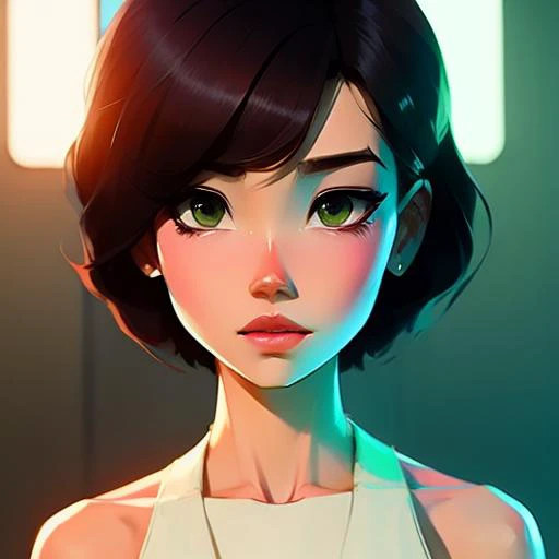 realistic full body female , (black hair), green eyes, short hair, smirking, by (((Atey Ghailan and Emmanuel Shiu))), standing in a average shrine, at sunrise
(<SamDoesArt1>:0.84)