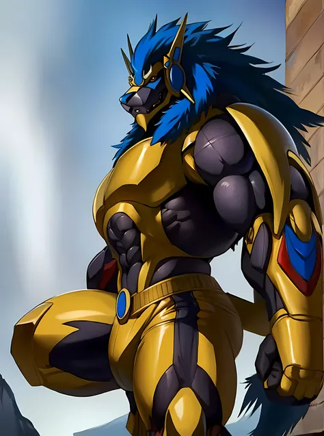 masterpiece, ultra detailed, official Bandai art, solo focus, male, apollomon whispered, black lion, digimon, gold armor, yellow eyes, glowing yellow eyes, full body, official art, muscular, absurdly high detail, detailed eyes, robot, mecha, long blue mane, long blue hair, (perfect proportions:1.1), (Delicate face:1.5), (Delicate eyes:1.5), (handsome!), make a picture of apollomon whispered performing an anime fighting action pose, extreme low angle, (art by Midjourney, Chunie, narse, jiandou, yupa, rakisha, kiyosan, darkgem, null-ghost, jiandou, XUAN_SIRIUS, Spelunker_Sal, meesh, FrAnubis, drks, jrjresq, bastroceive, ReptileCynrik, Saltypoundcake, tojo the thief, narse, honovy, Izrez, twinkle-sez, Adios, OrcFun), <lora:ApollomonWhispered:0.85> <lora:fusionV3:0.8> fusion, vortex