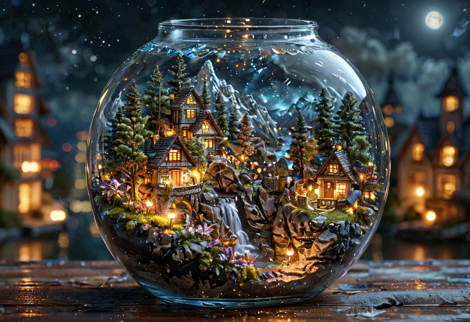 nightscape, intricate details, 8K, <lora:TQ_-_Miniature_Worlds_In_Bottles:0.8>