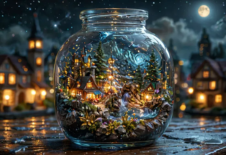 nightscape, intricate details, 8K, <lora:TQ_-_Miniature_Worlds_In_Bottles:0.8>