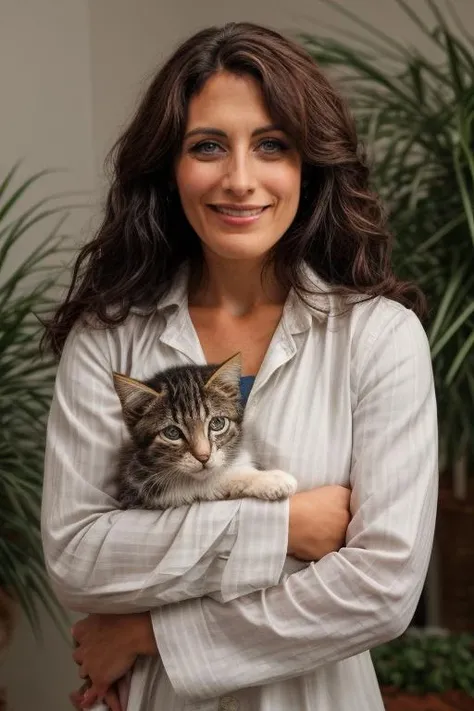 (portrait photo) of (lisd woman:1.0), (holding a kitten:1.15)      <lora:LisaEdelsteinDogu_lisd:1>