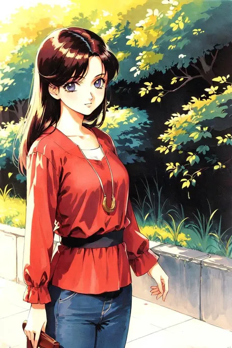 masterpiece, best_quality, 1girl, solo, takada akemi, painting \(medium\), retro artstyle, 1980s \(style\),