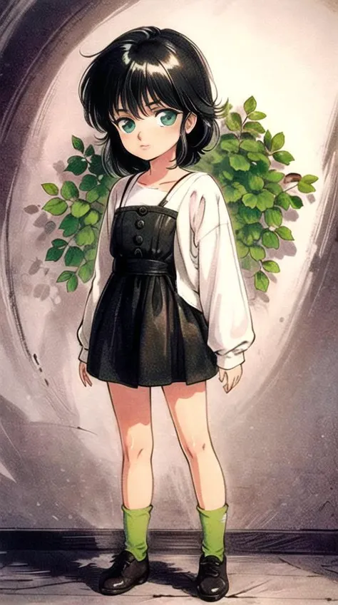chibi version of anime girl, cb_version <lora:chibi4:1>
<lora:akemiTakada1980sStyle_1:0.72> takada akemi, 1980s \(style\),
a girl, long black hair, green eyes