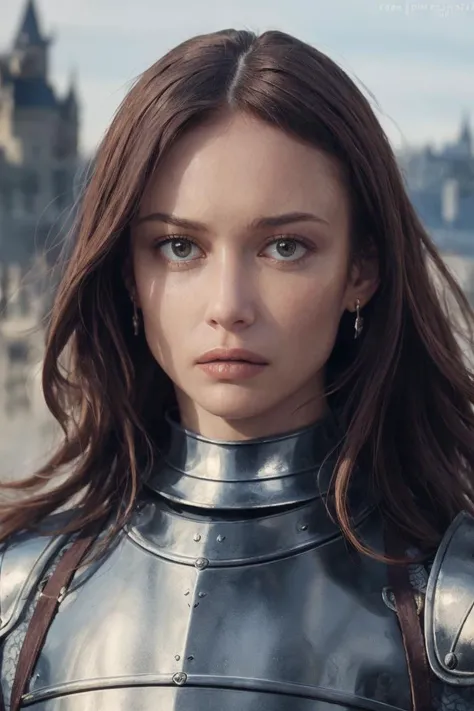 headshot, looking at viewer, medieval era, princess warrior, metal armor, fierce, castle, soft colors, masterpiece, high quality, (high detailed skin:1.1)
<lora:olga_kurylenko_lora_v01:1> 79olga