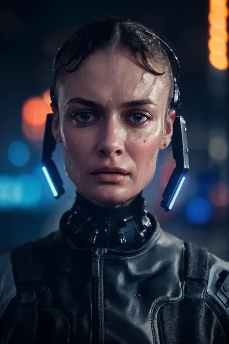 headshot, looking at viewer, cyberpunk, neon lights, mechanical suit, artificial arms, rainy, at night, wet, soft colors, masterpiece, high quality, (high detailed skin:1.1)
<lora:olga_kurylenko_lora_v01:1> 79olga