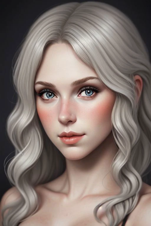 Girl, young Nordic girl, princess, blonde hair, dark gray eyes, thin coral lips, white skin,  medieval style, fantasy