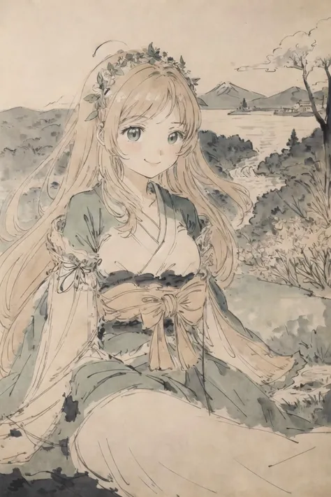 The anime Mona Lisa, with her large, expressive eyes and slightly exaggerated features, is seated gracefully against a vivid, fantastical landscape. The enigmatic smile, signature to the original painting, has been preserved, imbuing the character with a hint of mystery. Delicate linework accentuates her clothing, adding intricate patterns and texture that harmonize with the anime aesthetic.
BREAK
In the background, the rolling hills, flowing rivers, and lush vegetation are rendered in vibrant colors and dynamic shading, typical of anime art. The soft, diffused lighting casts a warm glow on the scene, enhancing the depth and atmosphere. Intricate details in the flora and fauna, as well as architectural elements from both Renaissance Italy and traditional Japan, pay homage to the rich cultural heritage of both art forms.
BREAK
This captivating anime screenshot pays tribute to the genius of da Vinci while simultaneously showcasing the immense creativity and skill of modern Japanese animation. It is a stunning fusion of two distinct artistic worlds, producing a unique and enchanting visual experience.