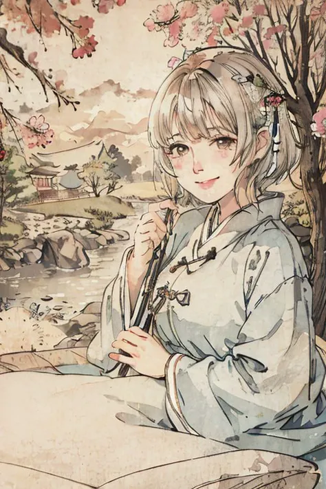 (ultra high res,photorealistic,realistic,best quality,photo-realistic), (high detailed skin,visible pores),(real person,photograph), (8k, raw photo, best quality, masterpiece) BREAK (1 girl:1), (upper body),(smile),short hair,(hanfu),(ecchi0.5), (trees:0.5), (flowers:0.6) ,(wooden house:0.2),(bamboo forest:0.2),(creek:0.2),(river:0.2), Shinomiya Kaguya, Shinomiya Kaguya's Style, <lora:hipoly3DModelLora_v20:0.5>