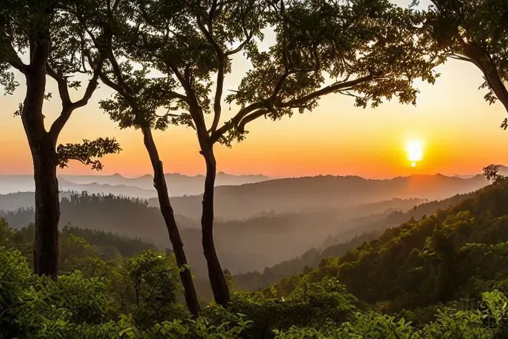 photograph, a owl is perched on a tree branch in the woods, at sunrise, wash, lush vista, in woods, full subject shown in photo, nosey neighbors, big trees, filled with fauna