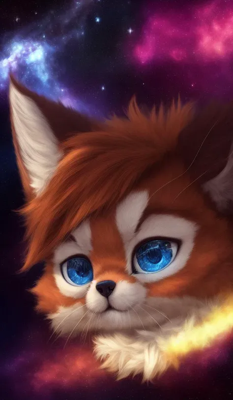 , solo, mammal, whiskers, fur, star, space, anthro, hair, hi res, tuft, detailed, brown fur, ambiguous gender, brown body, looking at viewer, sky