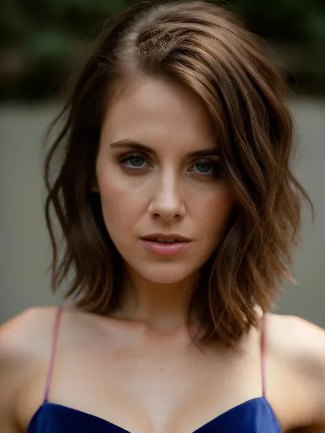 Realistic photo of a beautiful f3l1c1tyj-v1 woman, 1girl, solo, breasts, looking at viewer, short hair, bangs, simple background, brown hair, dress, green eyes, upper body, parted lips, sleeveless, lips, sleeveless dress, pink dress, green background, realistic, soft lighting, professional Photography, Photorealistic, detailed, RAW, analog, sharp focus, 8k, HD, high quality, masterpiece<lora:f3l1c1tyj-v1:1.0>