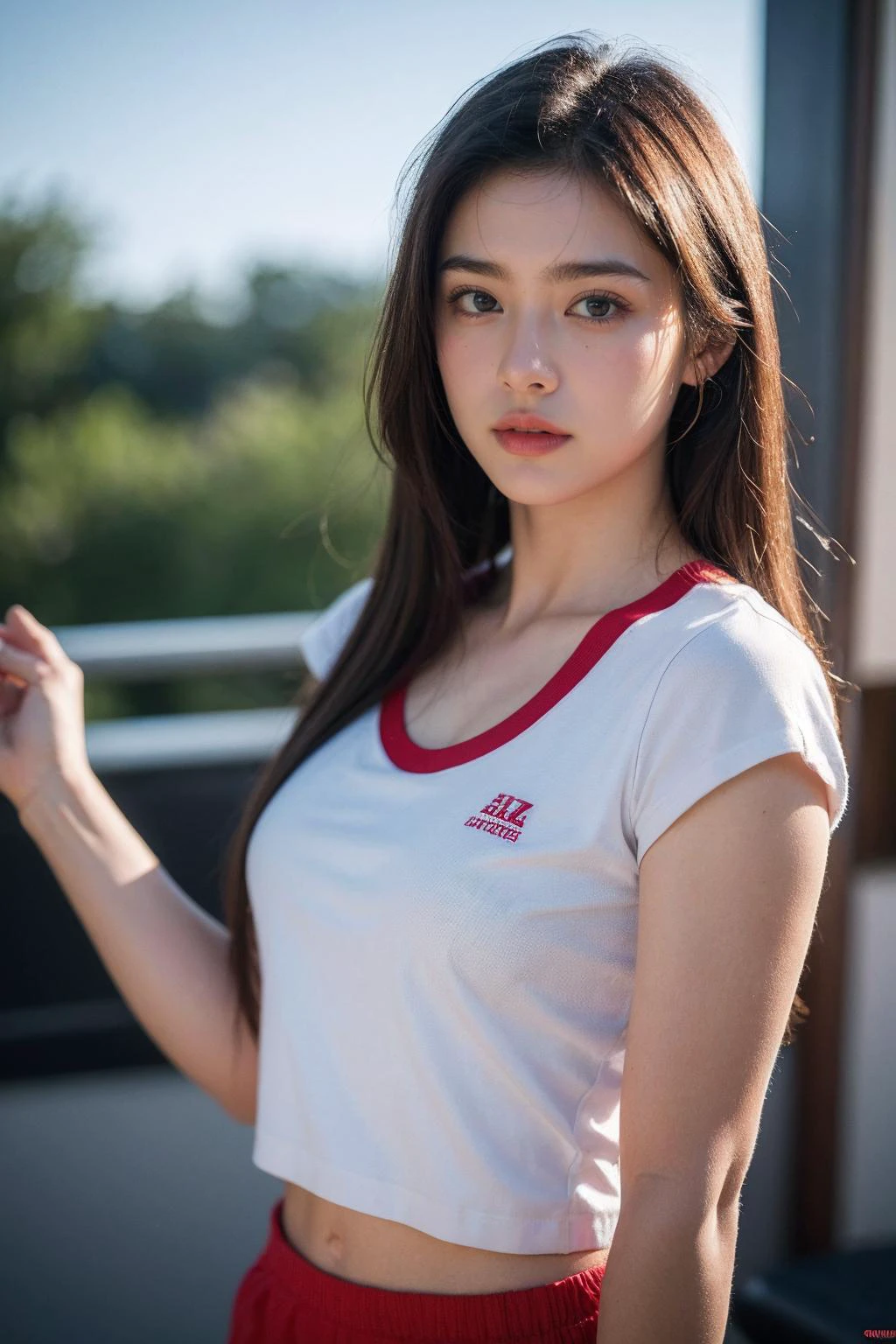 (best quality:1.4),(masterpiece:1.4),(photorealistic:1.4),(Realistic:1.2),(ultra high res, raw photo:1.4),(hdr, hyperdetailed:1.2),(8K:1.2),cinematic photo 1girl,upper body,gym_uniform,