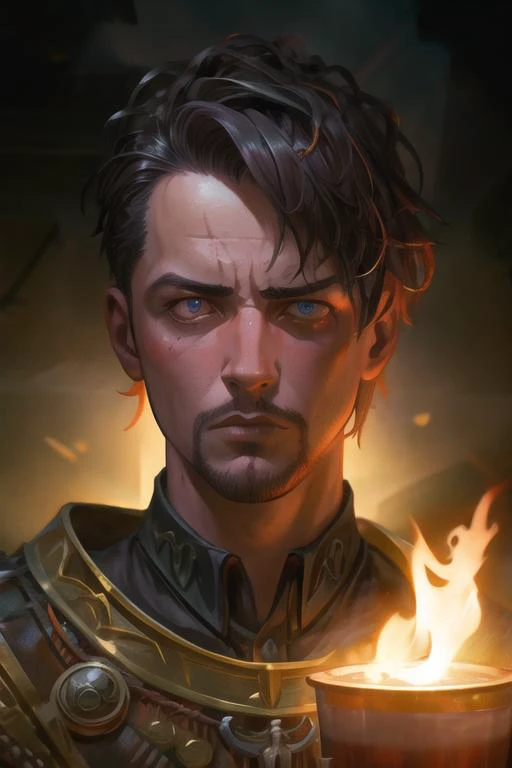 (dark theme:0.9), (1boy, man, male focus:1.3), medieval portrait of a man sharp features, grim, cold stare, dark colors, Volumetric lighting, baroque oil painting by Greg Rutkowski, Artgerm, WLOP, Alphonse Mucha dynamic lighting hyperdetailed intricately detailed, (hdr:1.22), muted colors, complex background, hyperrealism, hyperdetailed, amandine van ray, (masterpiece, original, best quality, high quality, hdr:1), best artists, detailed, ray tracing, reflections, vivid colors, high contrast, rim lights, back lights, photorealism, hyperrealism, realistic, cinematography, cinematic lighting, cinematic bloom, blurred background, sfw, <lora:fix_vivid:0.8>, <lora:fix_add_detail:0.8>, <lora:fix_contrast:0.4>, <lora:fix_goodhands:0.8>