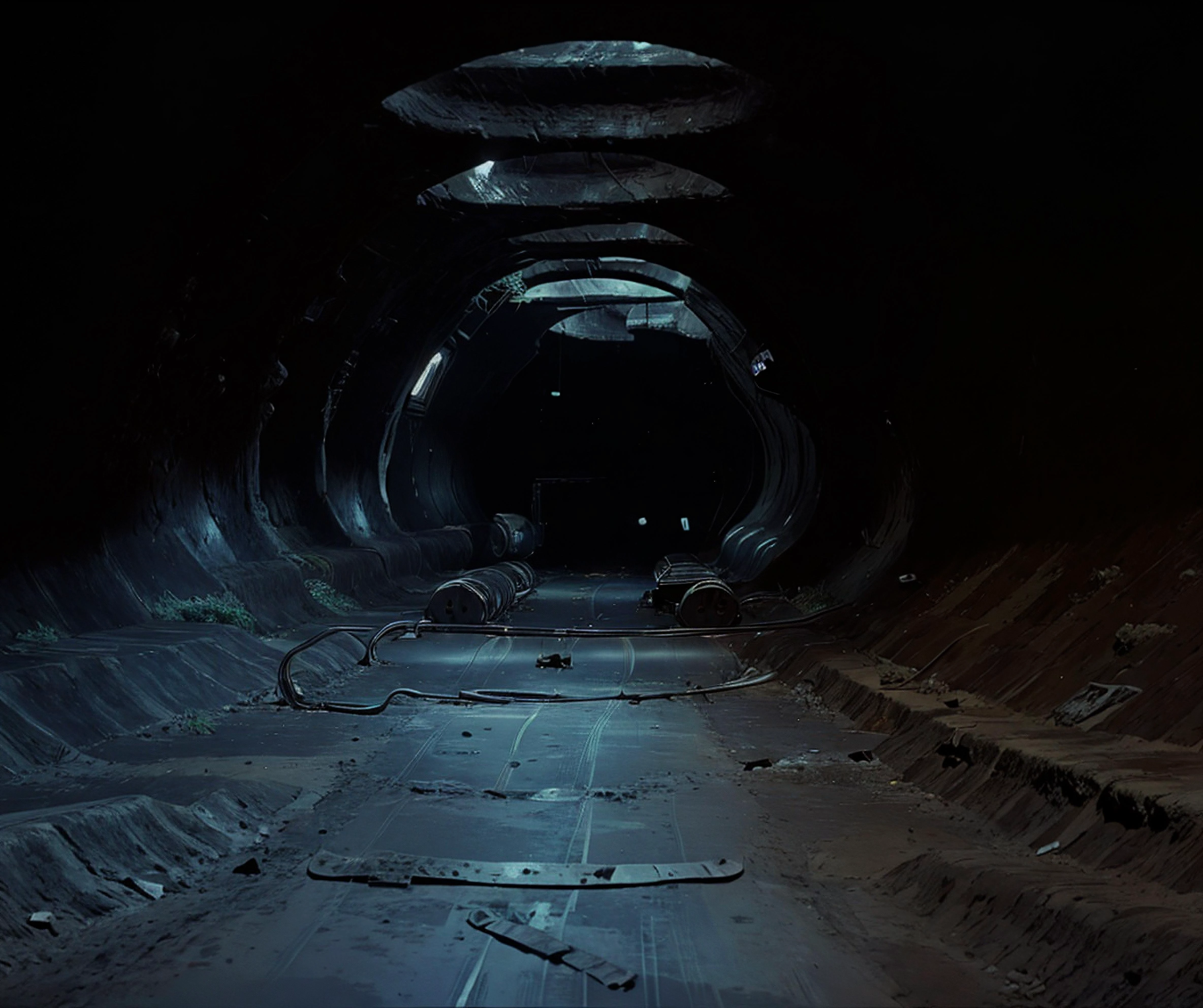 a tunnel underground and dimly lighted, by_andrei_tarkovsky, <lora:Andrei_Tarkovsky_Style-20 (1):1> <lora:ghibli_style_offset:1> <lora:doomguy:0.8>