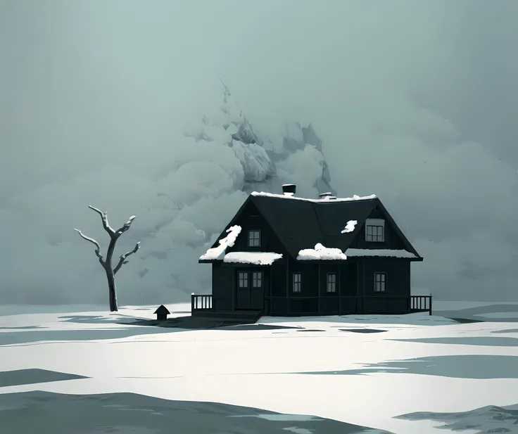 a house in middle of tundra forest, by_andrei_tarkovsky, <lora:Andrei_Tarkovsky_Style-20 (1):1> <lora:ghibli_style_offset:1>