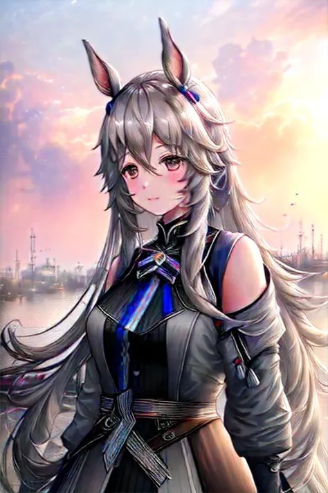 (((photorealistic))), cinematic photography, HDR, masterpiece, extremely detailed, best quality, original, dynamic posture, dynamic angle, trending on ArtStation, trending on pixiv,
WonderAcute, umamusume, a girl with gray ((horse ears)), long hair,