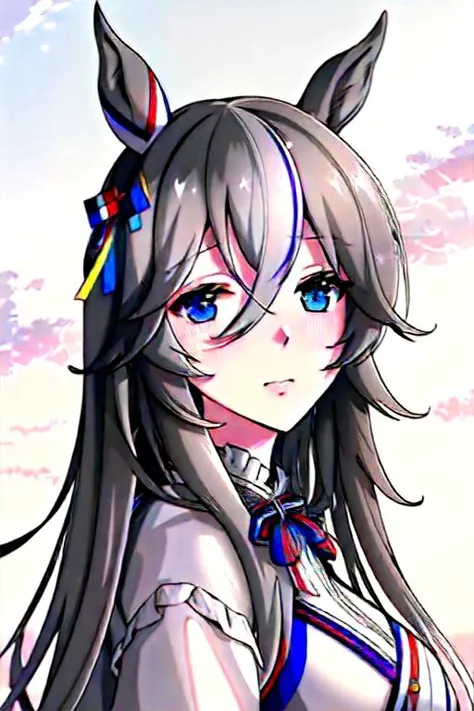 (photorealistic), cinematic photography, HDR, (((masterpiece))), (((extremely detailed))), (((best quality))), original, dynamic posture, dynamic angle, trending on Artstation, trending on pixiv
WonderAcute, umamusume, a girl with gray horse ears, long hair, blue eyes
