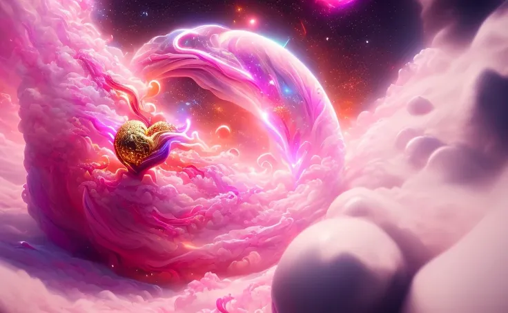 a highly detailed surreal airbrushed art of dopamine flowing from Venus and through space into me, pink, CGSociety, Unreal Engine, 8K, render, CGI, concept art, trending on artstation, dutch golden hour, ddreamlike style