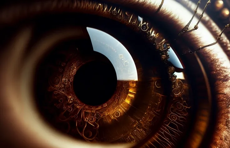 dreamlikeart human eye, insane details, steampunk details, intricate details, hyperdetailed,