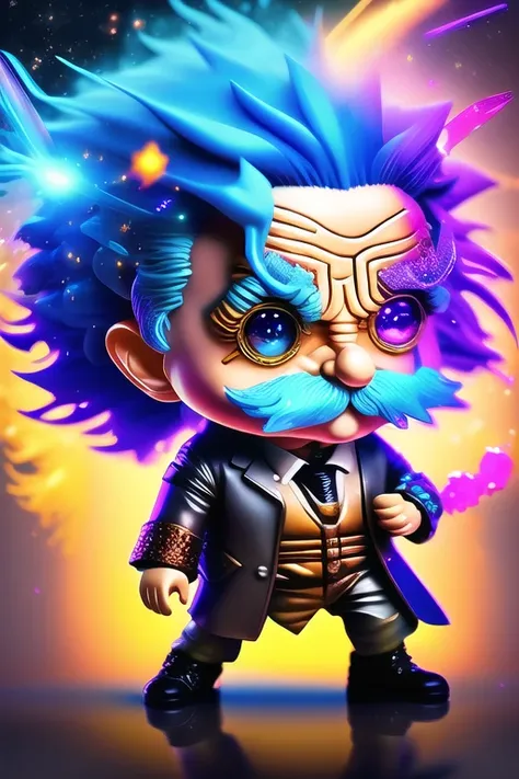 (dreamlikeart:1.3),splash art portrait painting (chibi albert einstein:1.3), electrical aura, splashart, superhero , powerful attack, dynamic pose, dynamic angle,movement, colorful highly detaild of universe of background, quantum fracture, science concept, maths symbol, equations write, nerd vibes, style futuristic