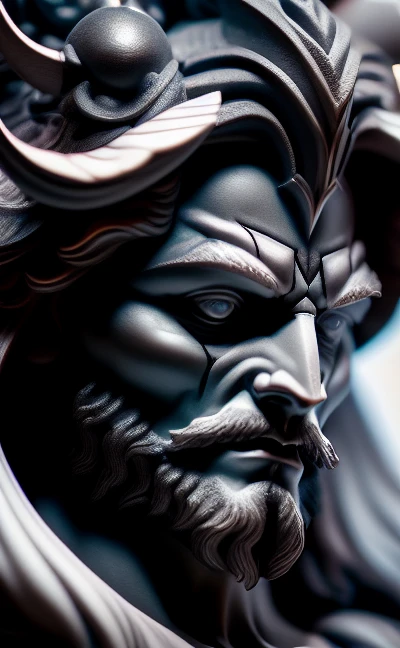 dreamlikeart, a demon made of marble, michelangelo, high contrast dynamic lighting, horror fantasy, eyes of flame, intricate detail, sharp focus, masterpiece, anatomical details, full body shot, 8k, black demonic jesus, devil, close up