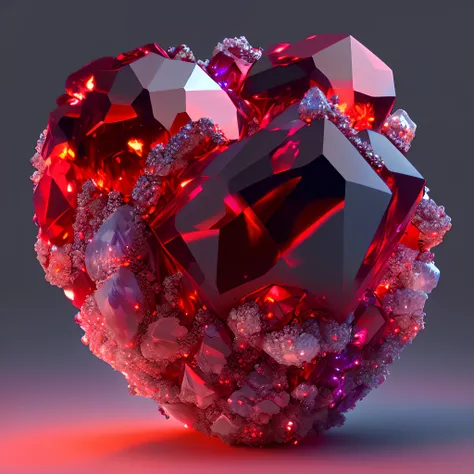 dreamlikeart beautiful mineral, garnet crystals, glowing red crystals, ultra detailed, incredible lighting, hyper detailed, 8k, unreal engine 5, 3d render