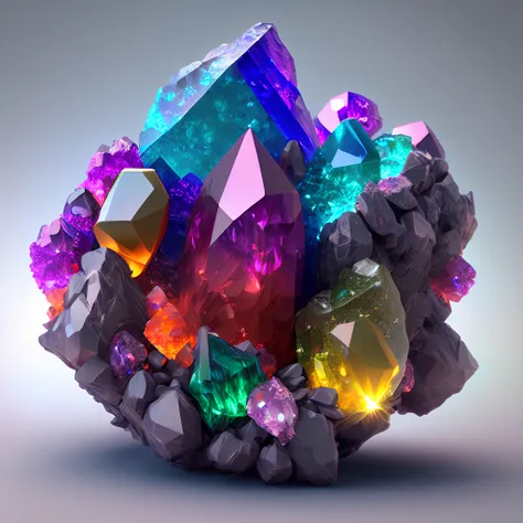 dreamlikeart beautiful mineral, rainbow crystals, ultra detailed, incredible lighting, hyper detailed, 8k, unreal engine 5, 3d render