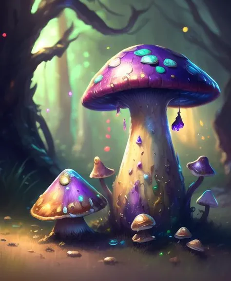 mushrooms, fantasy, cinematic lighting, ((stains and splashes of paint)), dark background, dramatic lighting, ((acrylic texture))
(((digital painting))), sharp focus, illustration, volumetric lighting, D&D, color grading,
trending on Artstation, ((immense detail)), (detailed background:1.3), ((((low saturation)))), cinematic shot, intricate in the background, low contrast, ((hdr)), bakeh